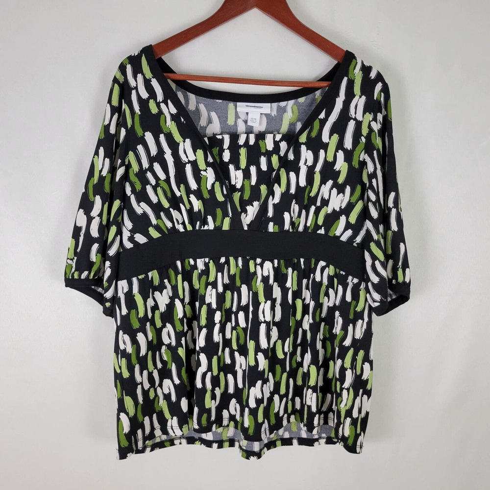Dressbarn Womens Shirt Size‎ 14 / 16 Top Multicolored 1/2 Sleeve V Neck